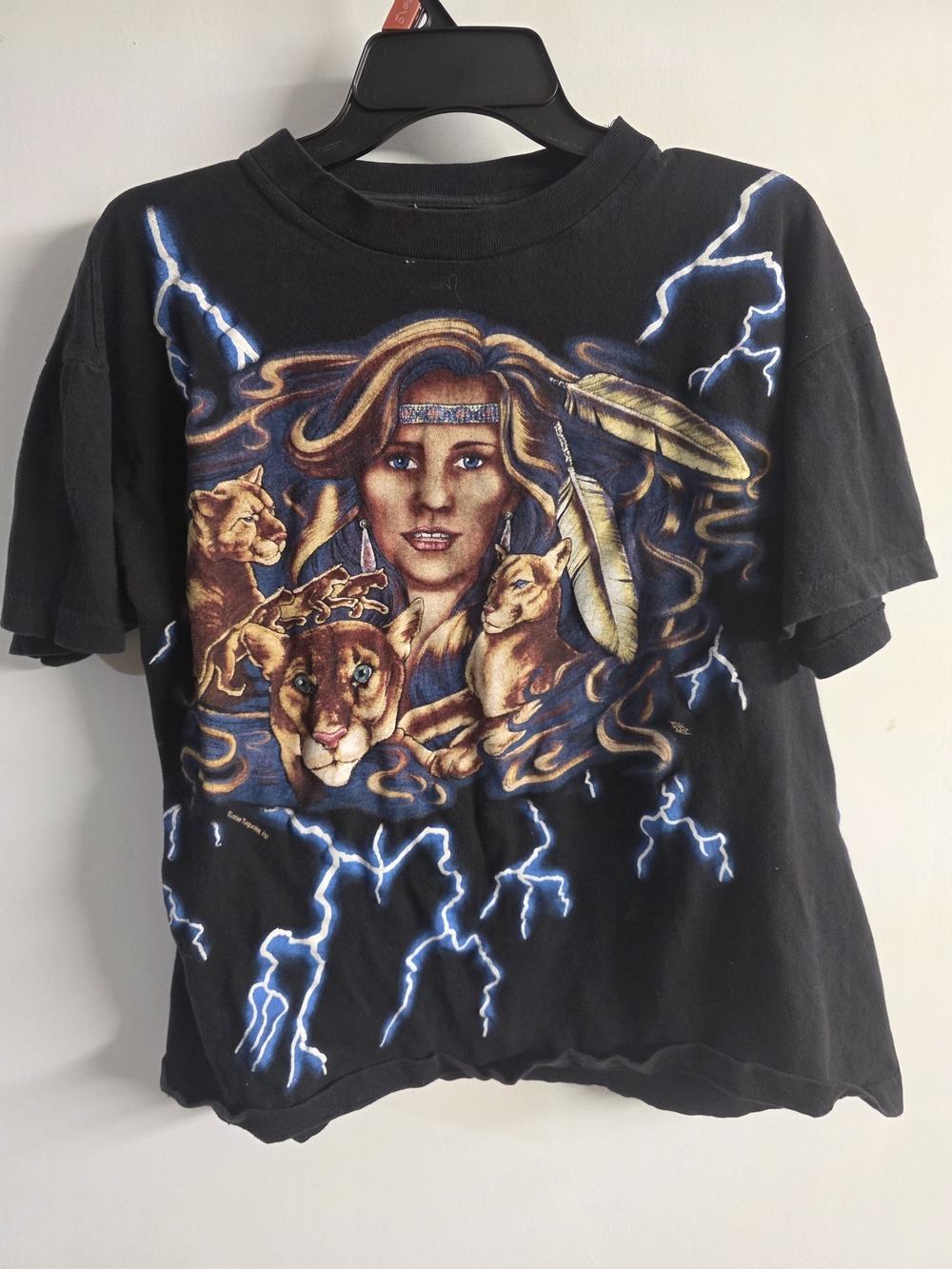 Rare VTG CARIBBEAN DREAM American Thunder Native Indian Lightning T Shirt 90s